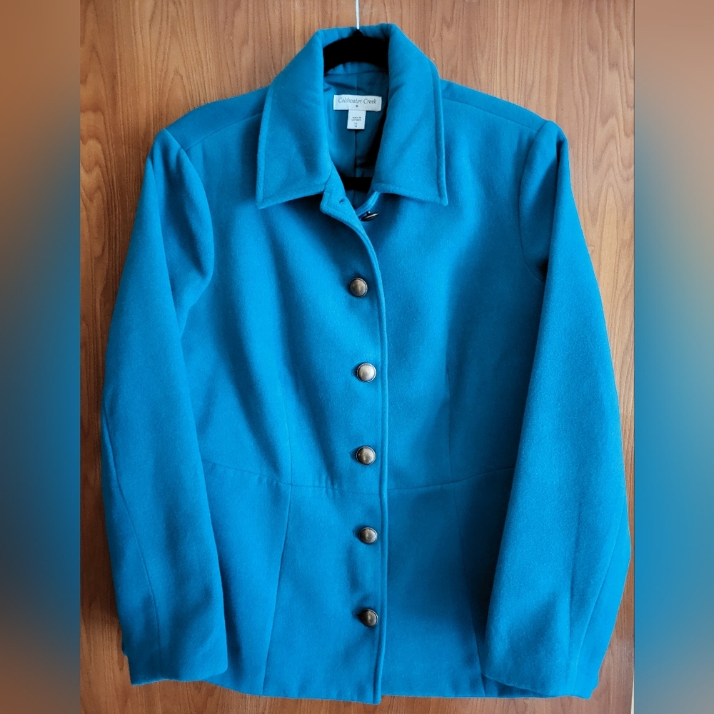 Teal Blue Woman's Peplum Jacket